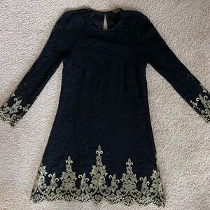 Juicy Couture Black Lace Dress with Gold Accents